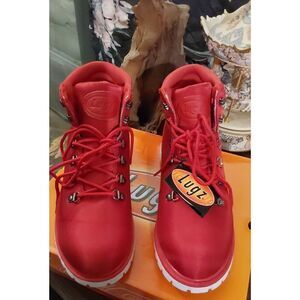 NIB~Women's LUGZ GROTTO II Mars Red & White Hiking/Fashion Ankle Boots Sz 9.5M